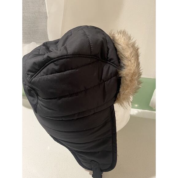 Faux Fur Quilted Black Crown Trapper Hat M/L - Picture 5 of 6
